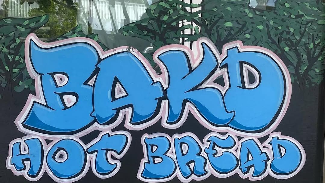 Bak'D Hot Bread painted on the shop window